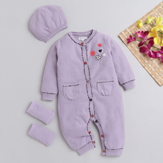 New Born Cotton Baby Set For All Season With Cardigan, Pajama, Cap and Pair of Socks