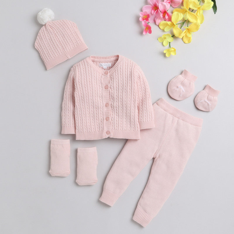Yellow Apple New Born Baby Clothing Set Made with Cotton For All Season With Cardigan Pajama Cap Gloves and Pair of Socks