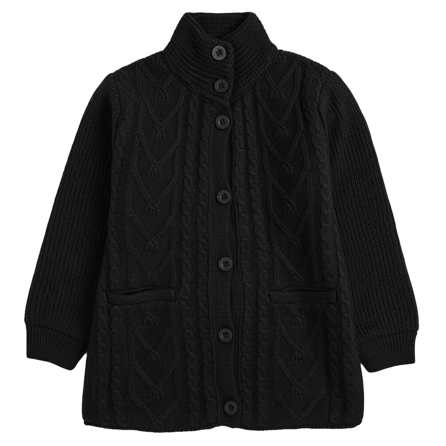 Yellow Apple-Kids Premium Long Buttoned Winter Cardigan | Soft Knitted Warm Coat for Girls