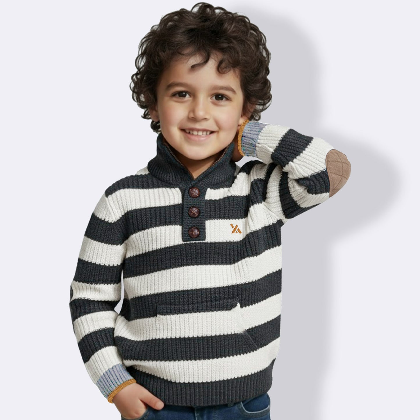 Yellow Apple Kids Woolen Warm Sweater Full Sleeve with Round Neck for Boys