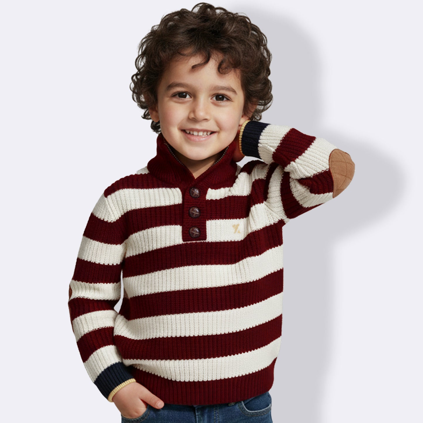 Yellow Apple Kids Woolen Warm Sweater Full Sleeve with Round Neck for Boys