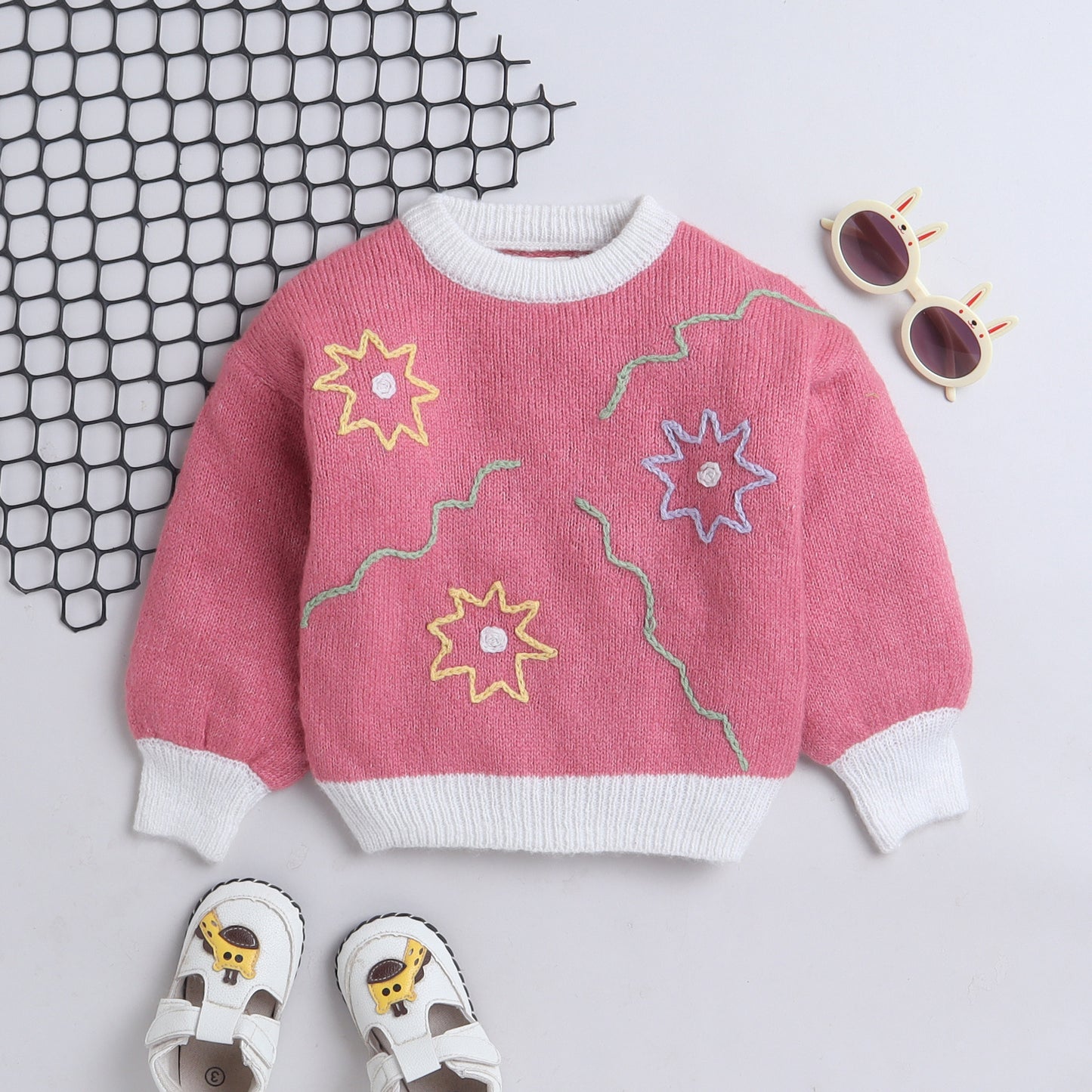 Baby Girls Full Sleeve Self Design Sweatshirt