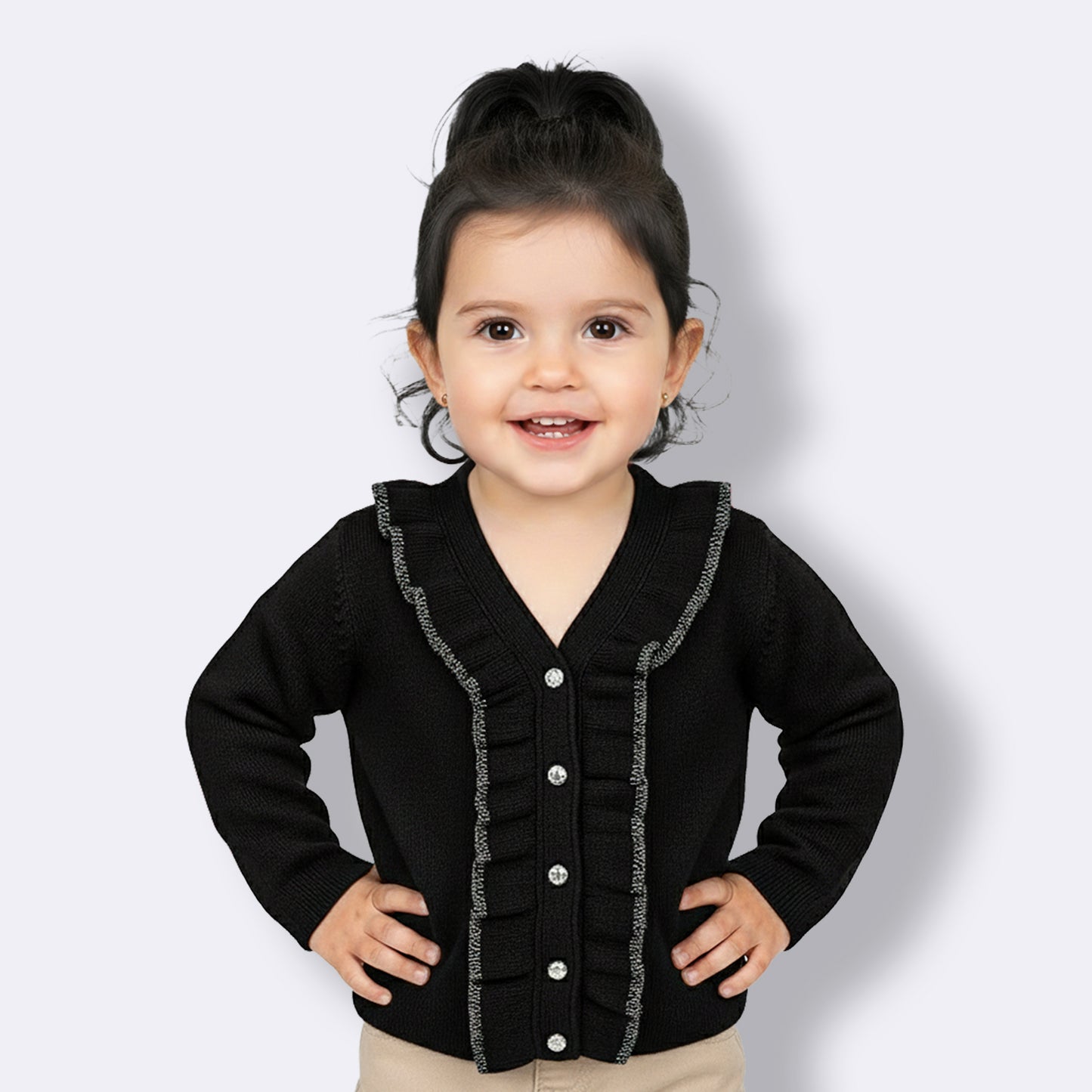 Baby Girls Full Sleeve Self Design Sweatshirt