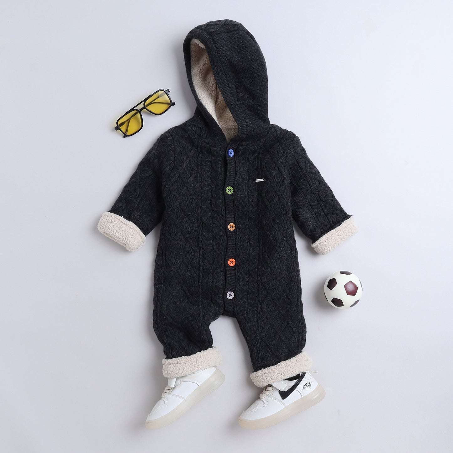 Yellow Apple Rompers/Hoodie/Sweater/Sleepsuits/Jumpsuit/Night Suits for Baby Boys & Girls, Infants, New Borns with Inner Fur Fleece