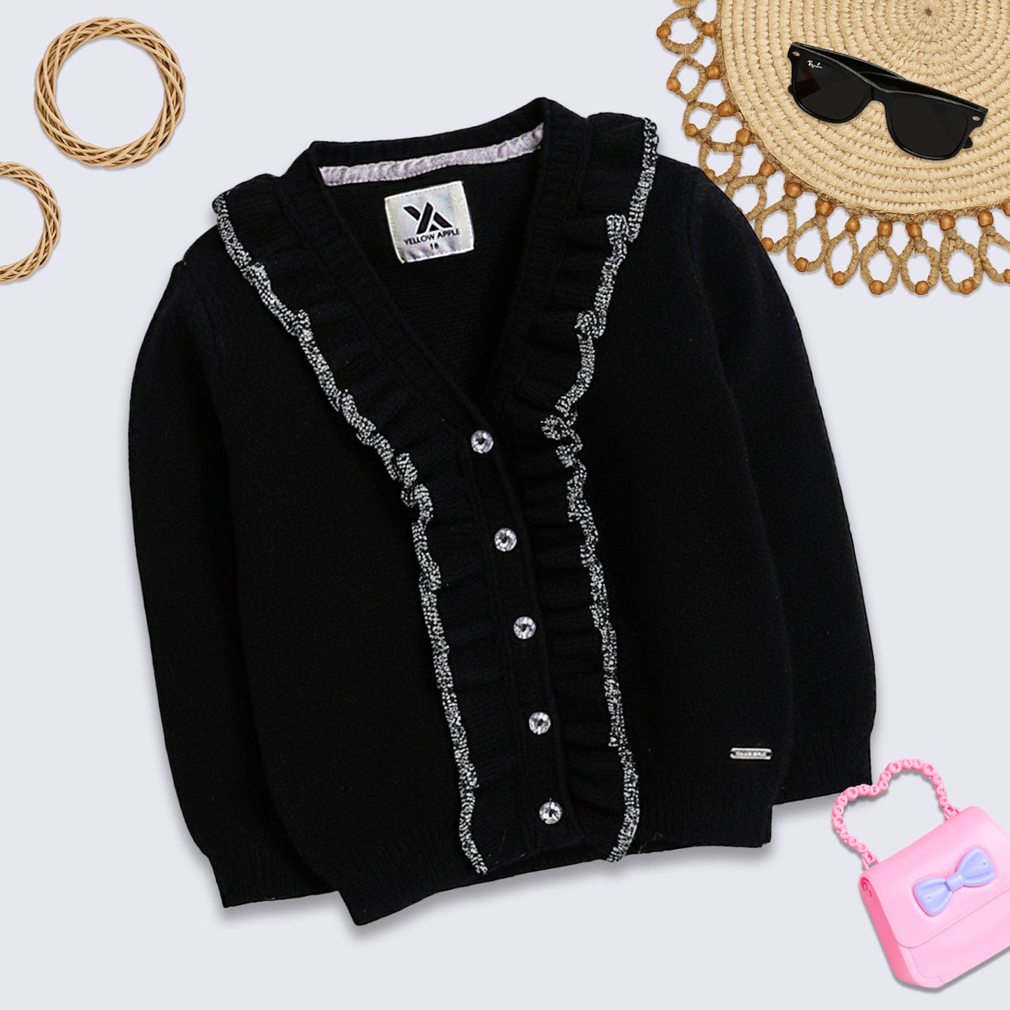 Baby Girls Full Sleeve Self Design Sweatshirt