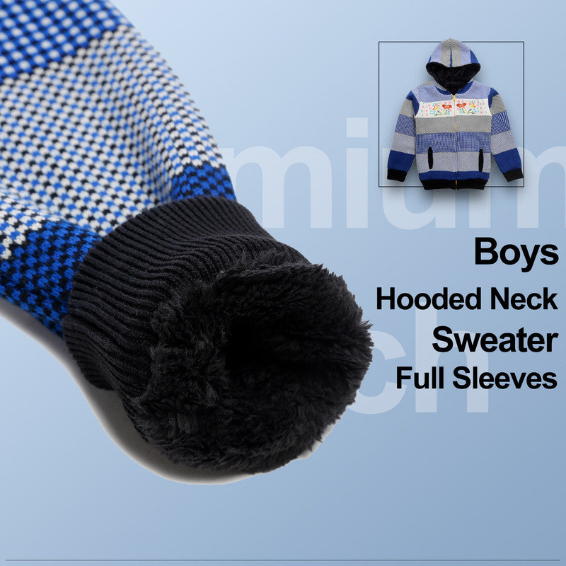 Girls Self Design Hoodie Blue color