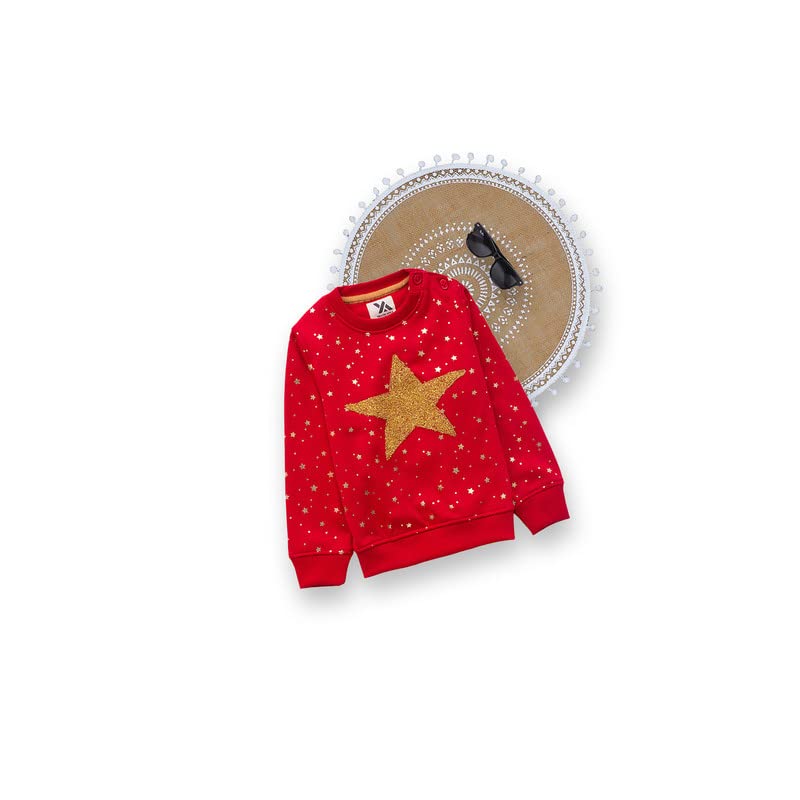 Kids Dot & Star Print Warm Sweater For Girls