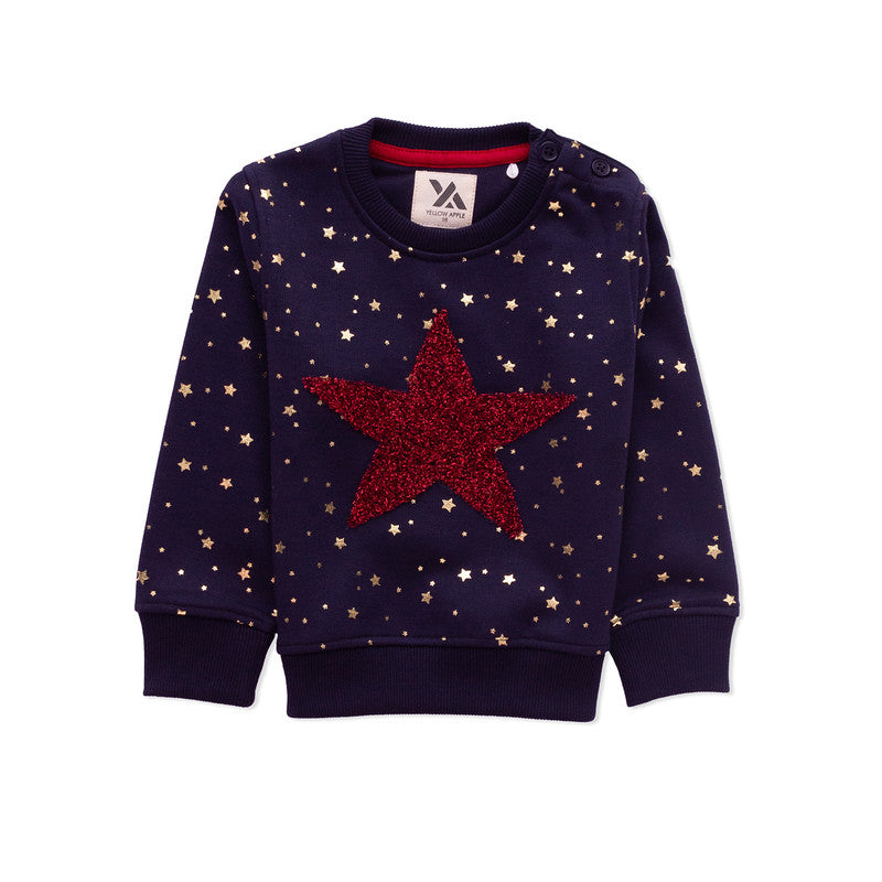 Kids Dot & Star Print Warm Sweater For Girls