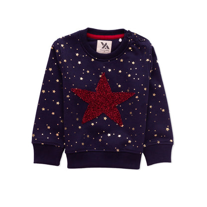 Kids Dot & Star Print Warm Sweater For Girls