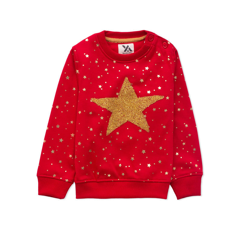 Kids Dot & Star Print Warm Sweater For Girls