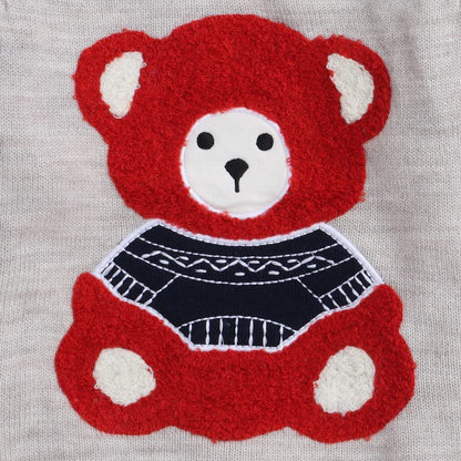 Cute Teddy Bear Print Warm Sweater Full Sleeve For Boys