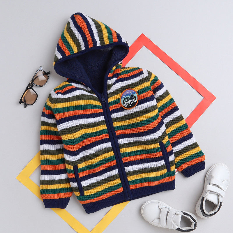 Yellow Apple Kids Woolen Warm Sweater Full Sleeve with Inner Fleece for Girls