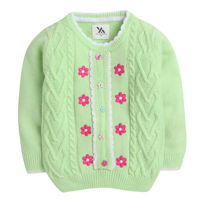 Yellow Apple Kids Woolen Warm Sweater Full Sleeve with Round Neck for Girls