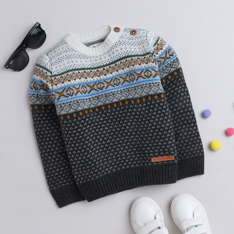 Yellow Apple Kids Woolen Warm Sweater Full Sleeve with Round Neck for Boys