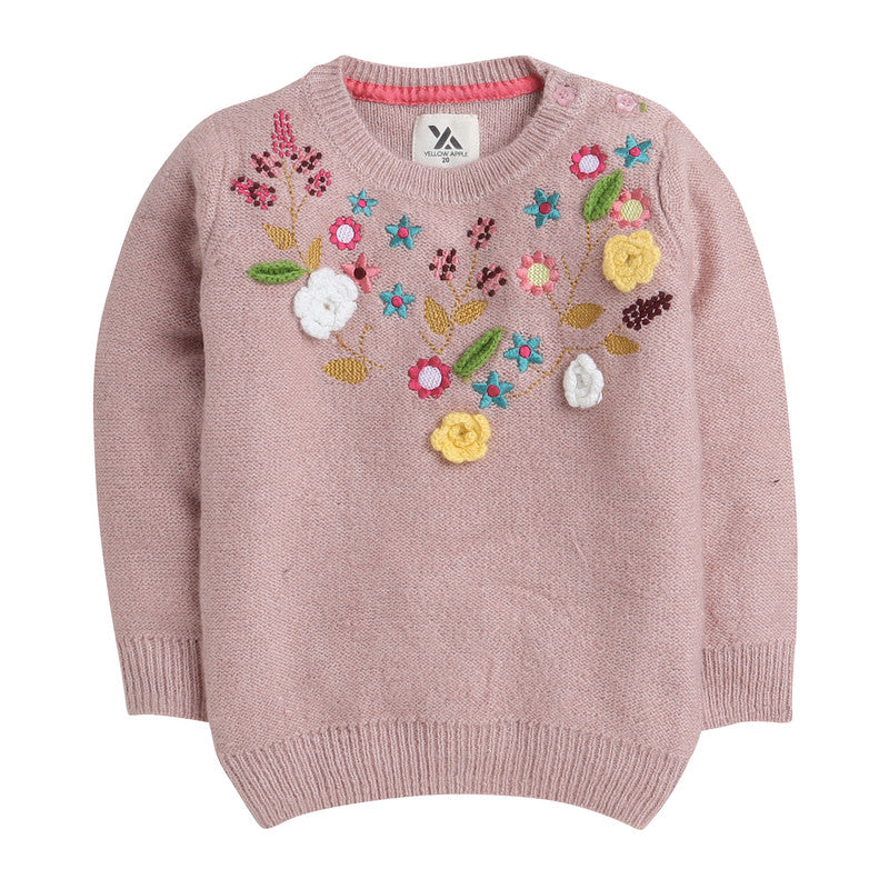 Beautiful Embroidered Woolen Warm Sweater Full Sleeve for Girls