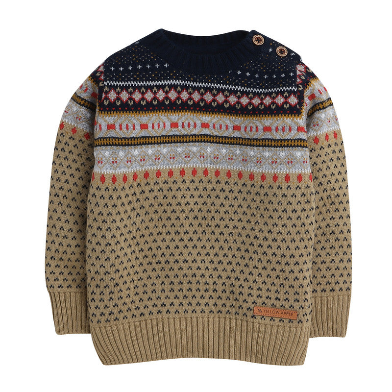 Yellow Apple Kids Woolen Warm Sweater Full Sleeve with Round Neck for Boys