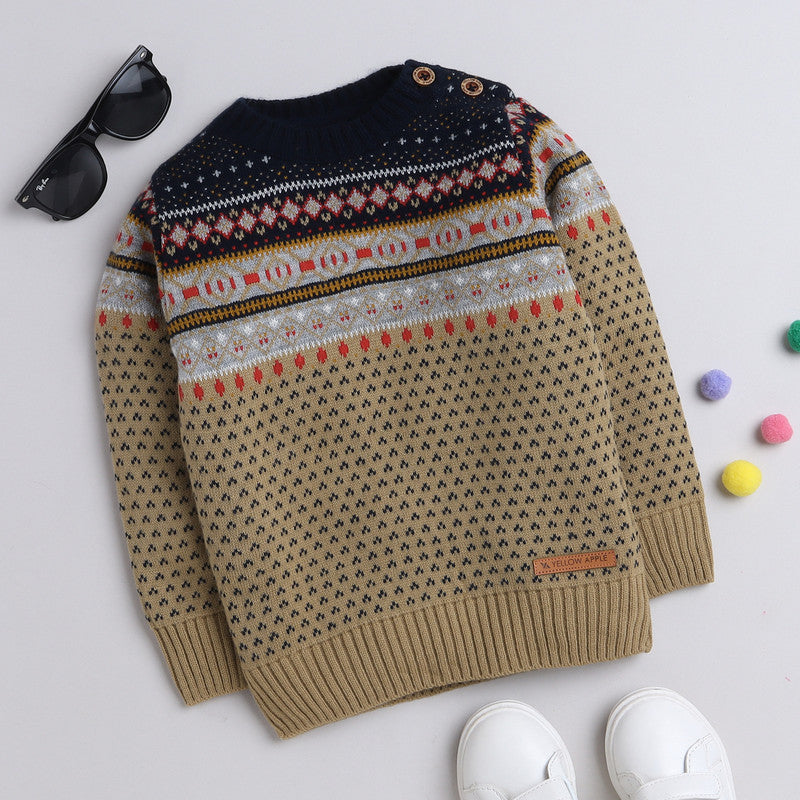 Yellow Apple Kids Woolen Warm Sweater Full Sleeve with Round Neck for Boys