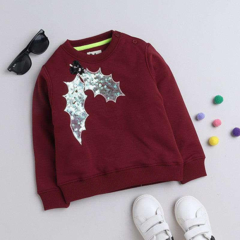 Beautiful Embellished Design Warm Sweater For Girls