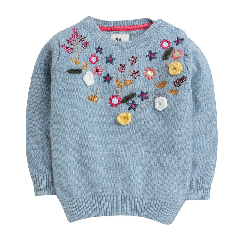 Beautiful Embroidered Woolen Warm Sweater Full Sleeve for Girls