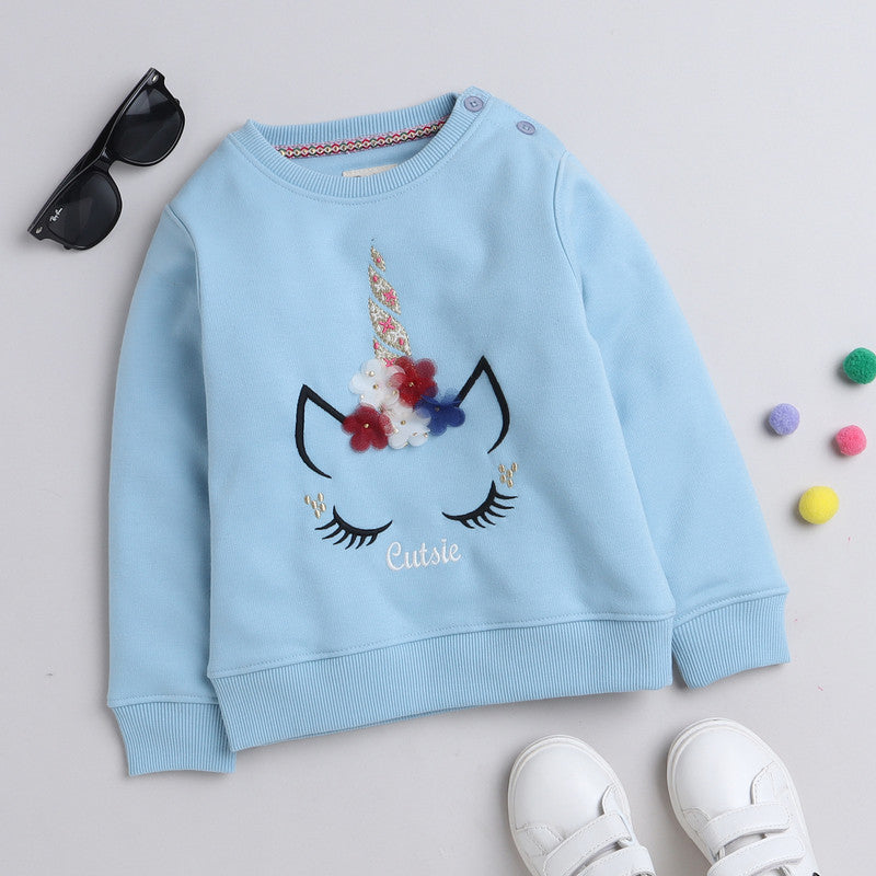 Beautiful Embroidered Woolen Warm Sweater Full Sleeve for Grils