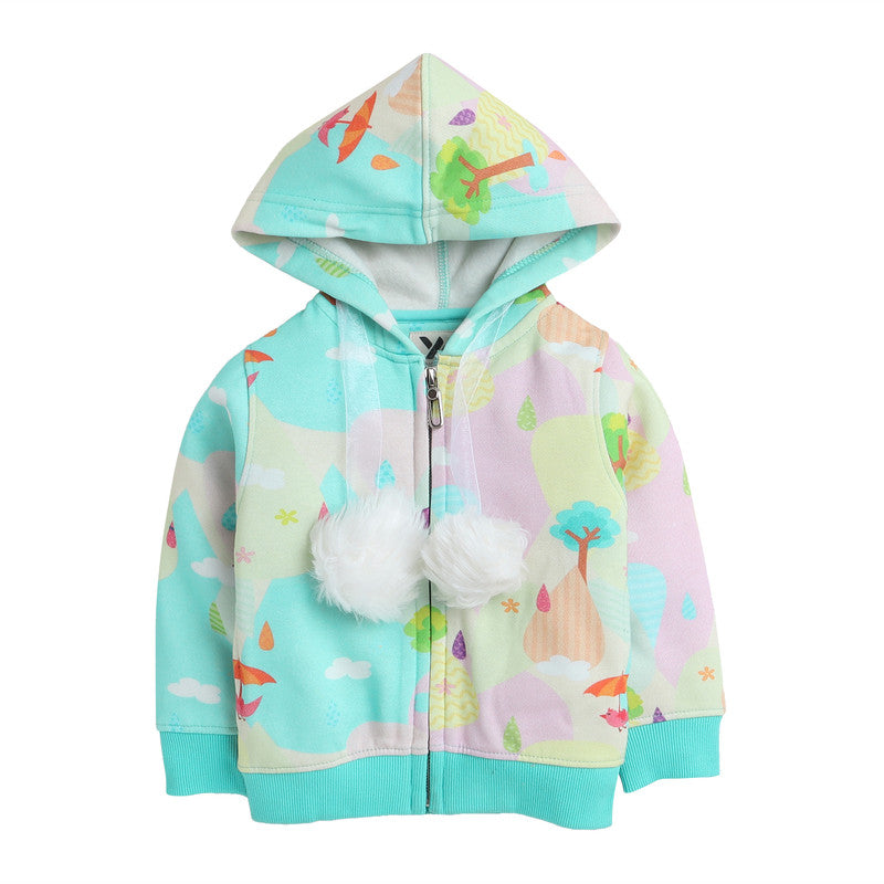 Kids Woolen Warm Hoody with Inner Fleece for Girls