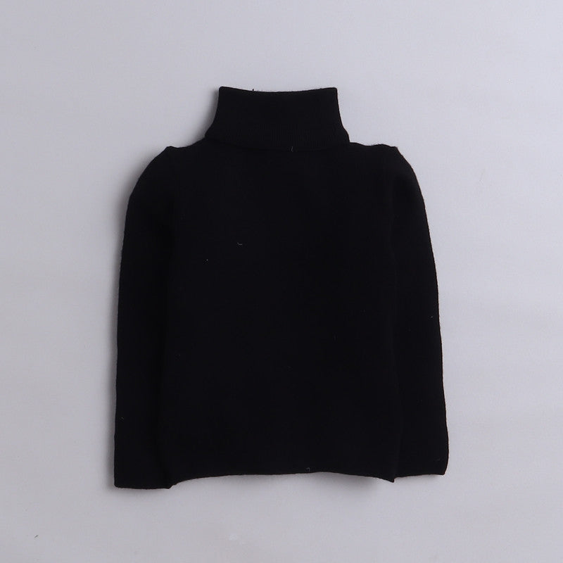 Yellow Apple Baby Girls Solid High Neck Sweater