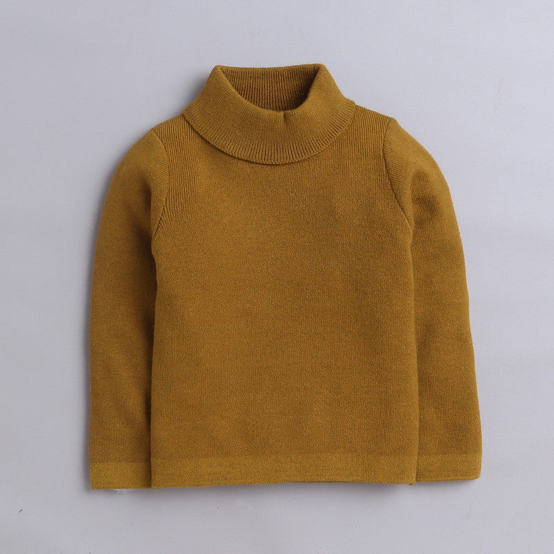 Yellow Apple Baby Girls Solid High Neck Sweater