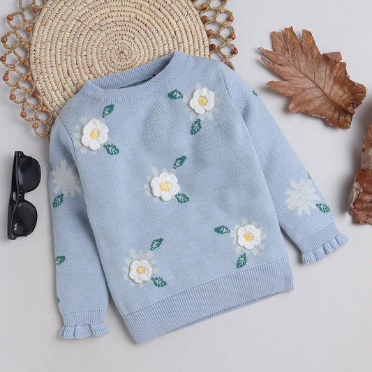 Beautiful Embroidered Woolen Warm Sweater Full Sleeve for Girls