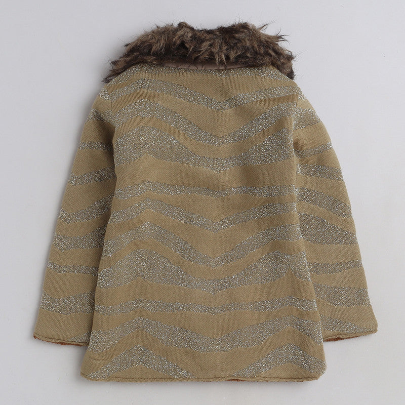 Cozy and Warm Girls Woolen Sweater Full Sleeve with Fur Round Neck