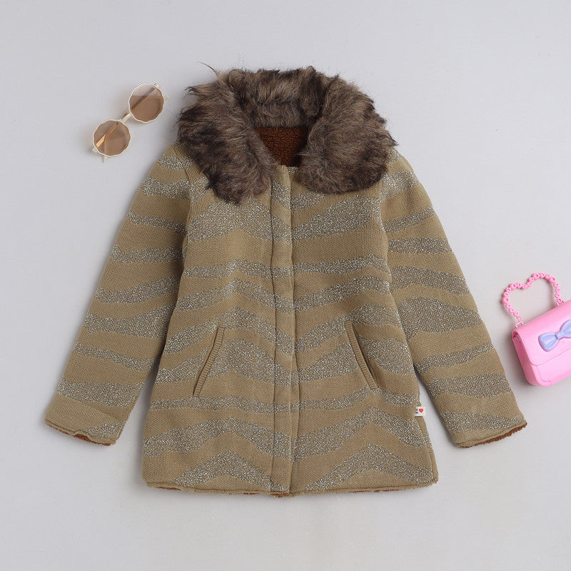 Cozy and Warm Girls Woolen Sweater Full Sleeve with Fur Round Neck
