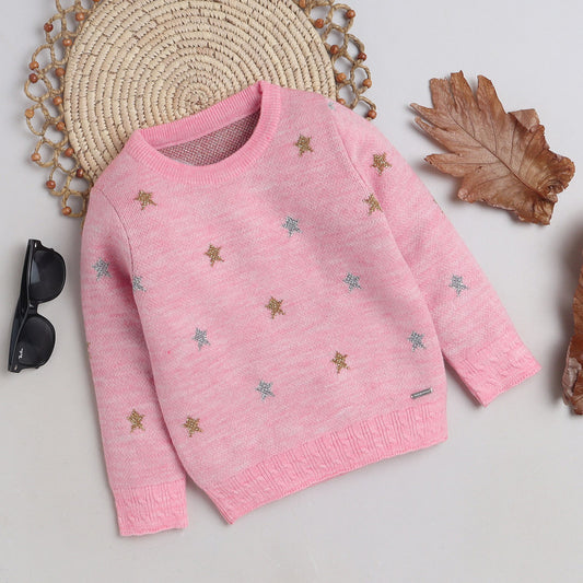 Beautiful Star Print  Woolen Warm Sweater Full Sleeve for Girls