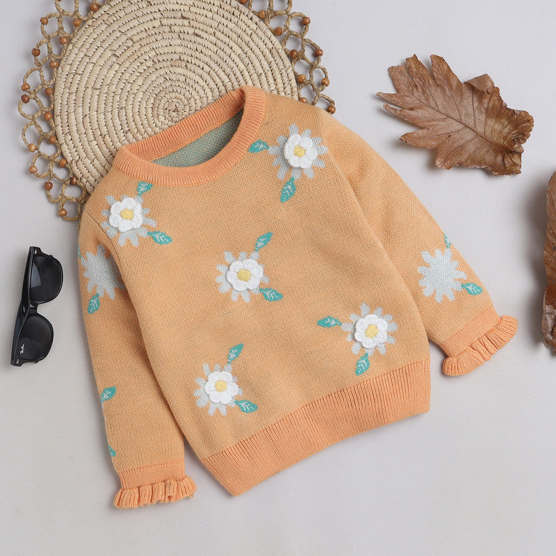 Beautiful Embroidered Woolen Warm Sweater Full Sleeve for Girls
