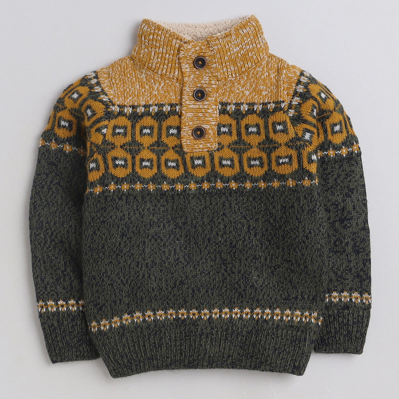 Boys Woolen Warn Sweater Full Sleeve with Inner Fur Fleece