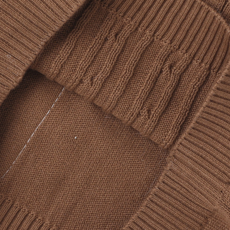 Yellow Apple Classic Brown Cable Knit Sweater for Kids | Soft & Cozy Winter Wear