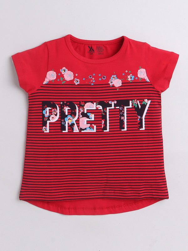 Printed Half Sleeve Cotton T-Shirts for Girls and Baby Girls