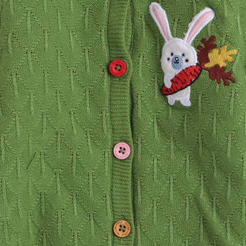 Babies Woolen Romper Rabbit With Carrot Print With Inner Fleece