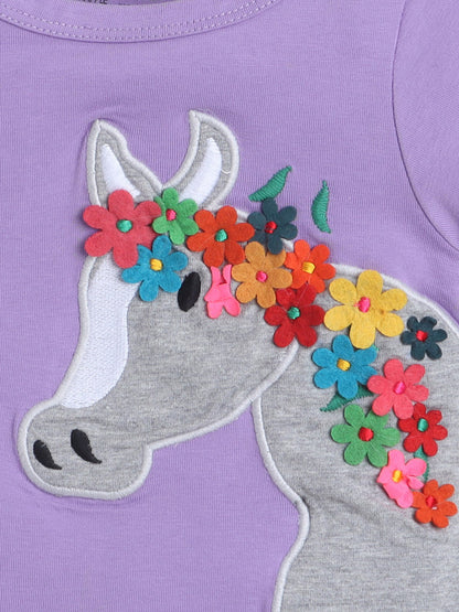 Floral Mare Half Sleeve Cotton T-Shirts for Girls and Baby Girls