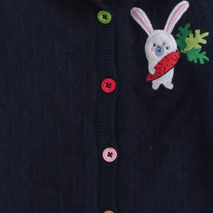 Babies Woolen Romper Rabbit With Carrot Print With Inner Fleece