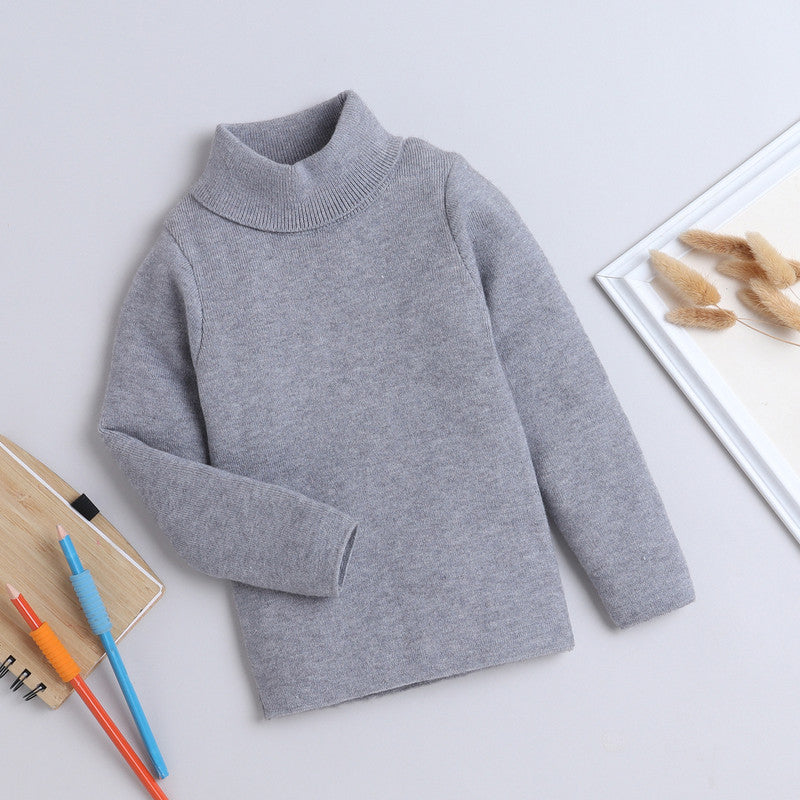 Yellow Apple Baby Girls Solid High Neck Sweater