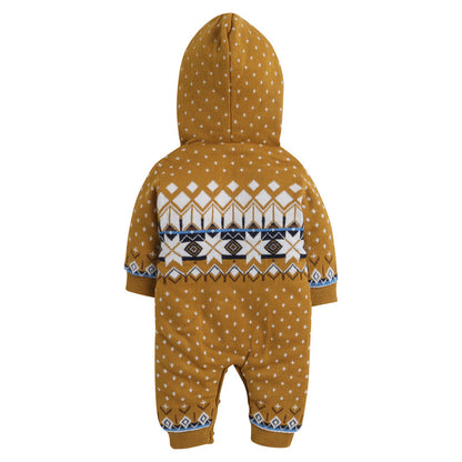 Woolen Romper For Babies Dot Print With Hoddy