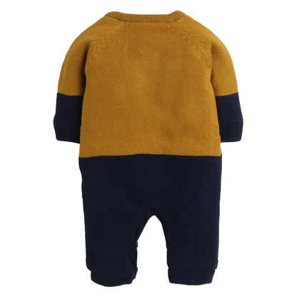 Yellow Apple Woolen Rompers For Babies With Inner Fleece