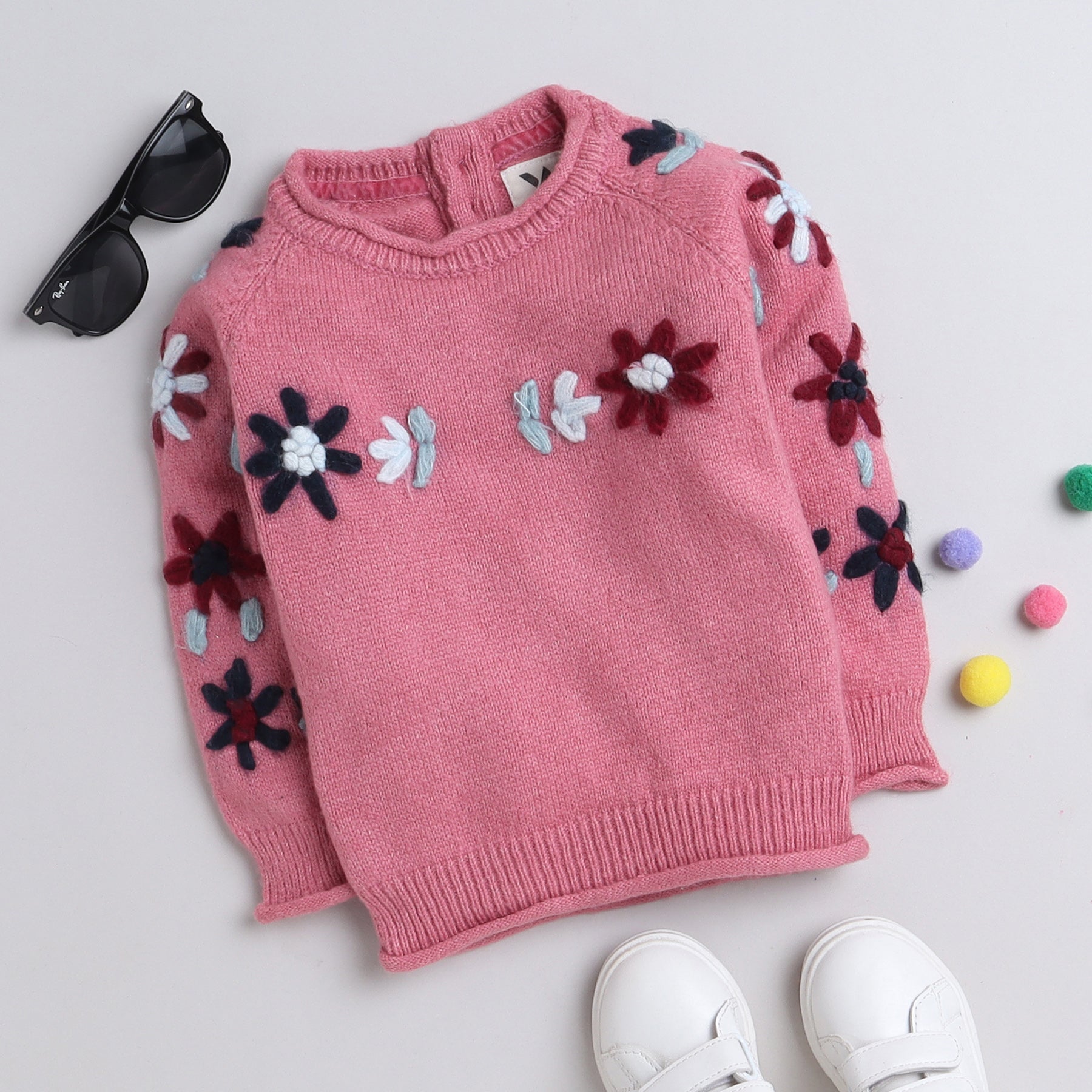 Beautiful Embroidered Woolen Warm Sweater Full Sleeve for Girls