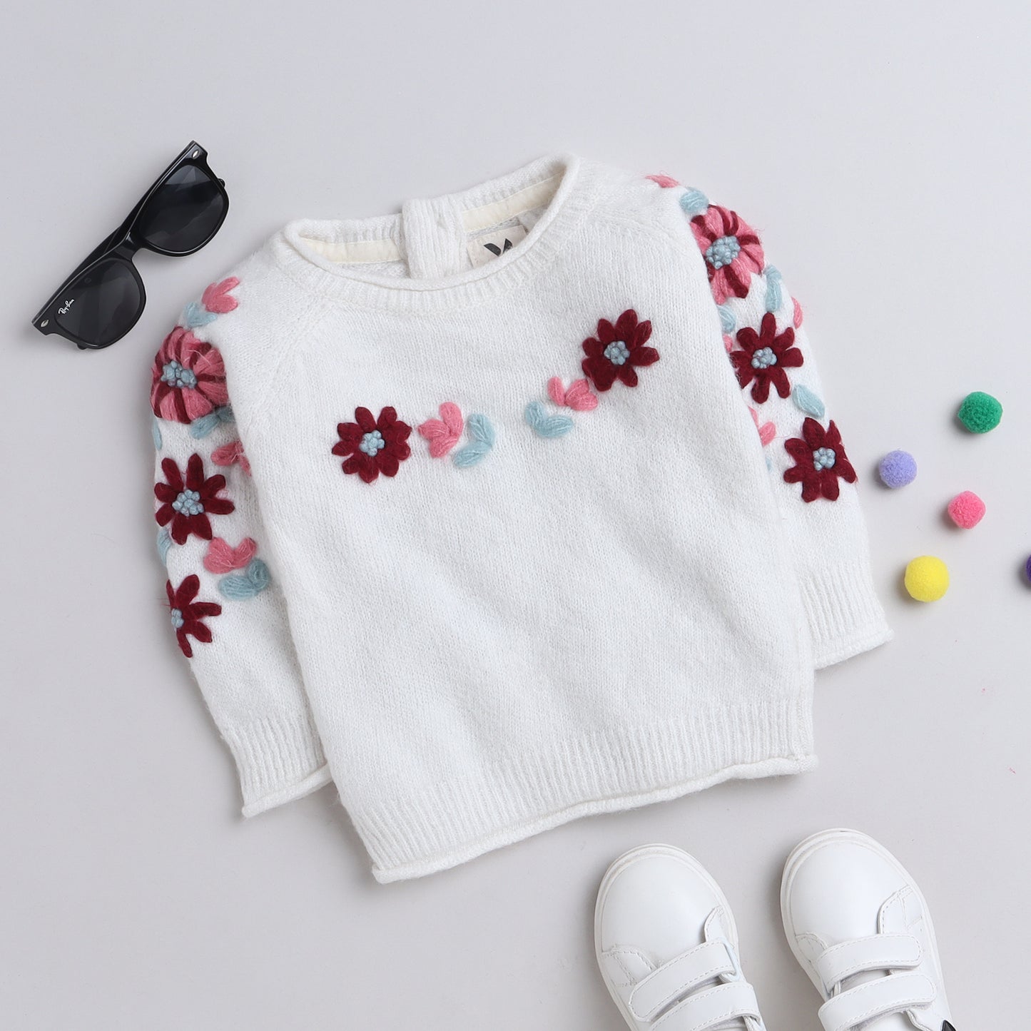 Beautiful Embroidered Woolen Warm Sweater Full Sleeve for Girls
