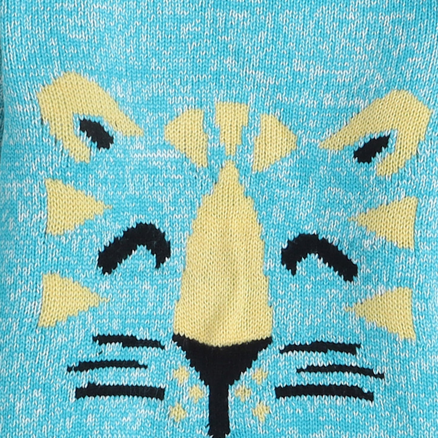 Yellow Apple Cozy Roar Girl’s Tiger Sweater – Aqua Blue Fun