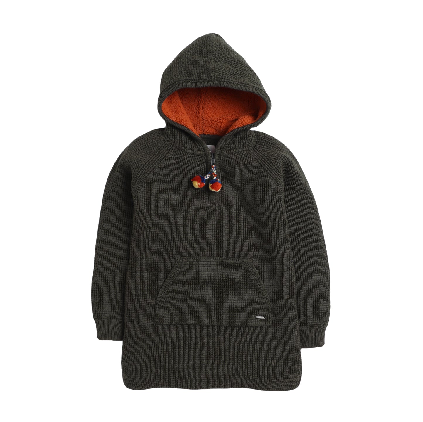 Baby Girls Self Design Hooded Neck Sweater