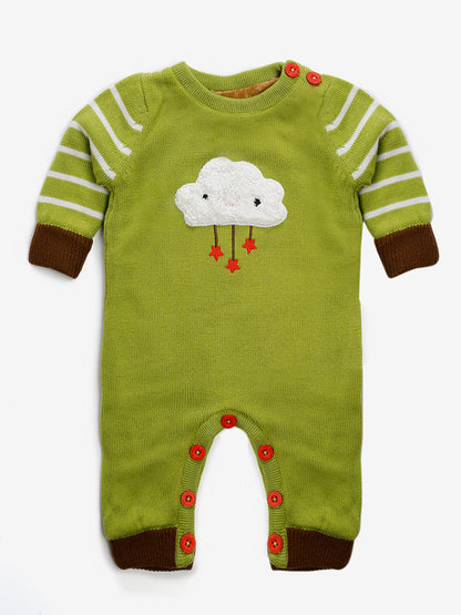 Babies Woolen Romper cute cloud Print With Inner Fleece