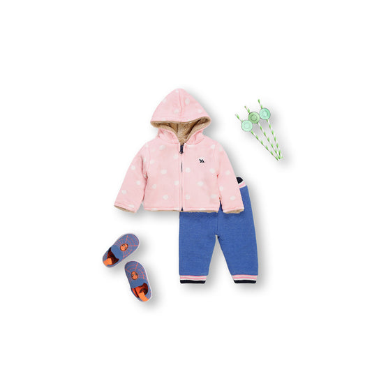 Babies Set Dot Print For Babies With Inner Fur