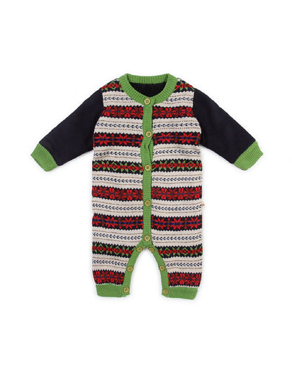 Babies Woolen Romper Fair Isle Knitting Pattern