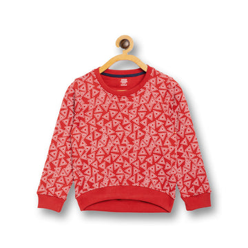 Girls Self Design Round Neck  Sweater
