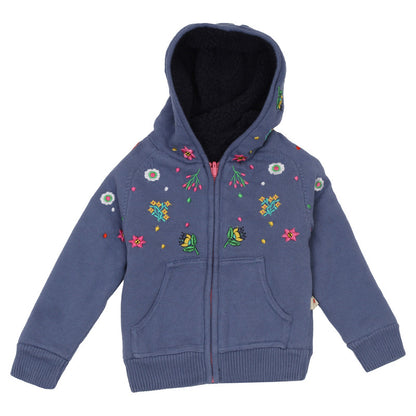 Beautiful Flower Print Hoody With Inner Fleece for Girls